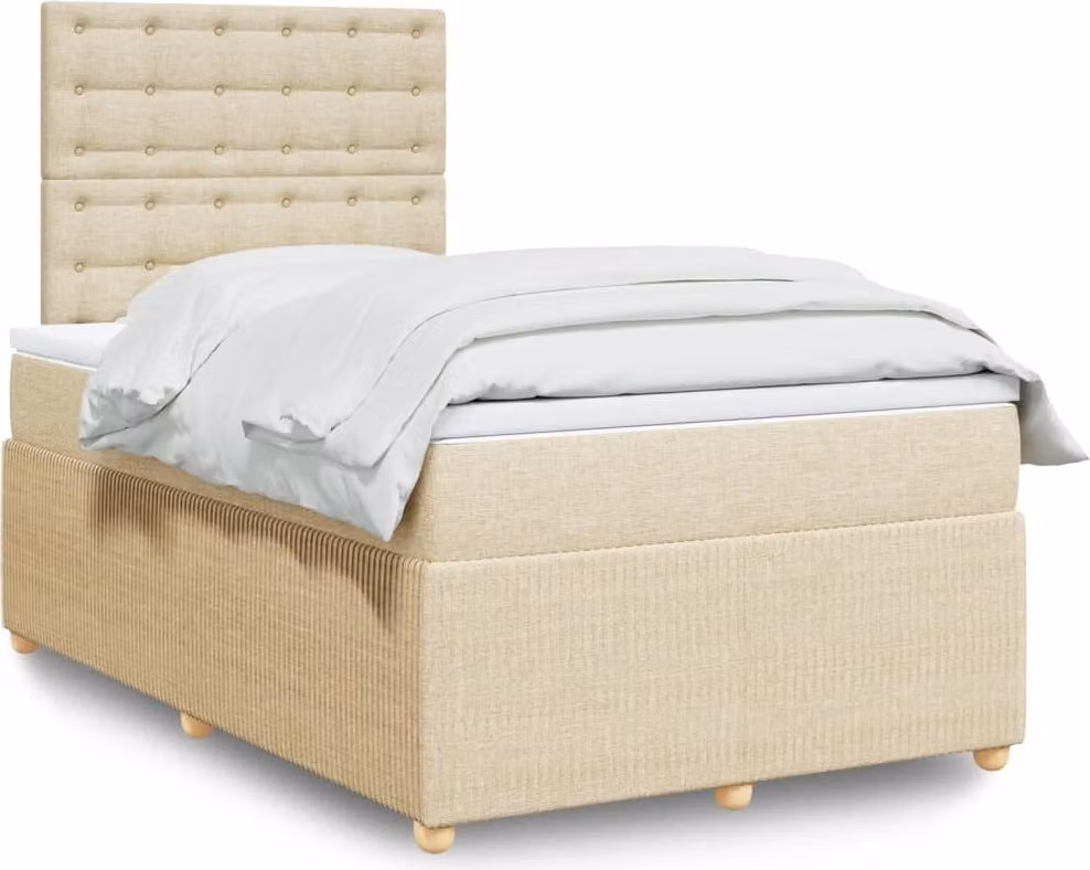 Maison Exclusive - Giroletto a Molle con Materasso Crema 120x190 cm in Tessuto