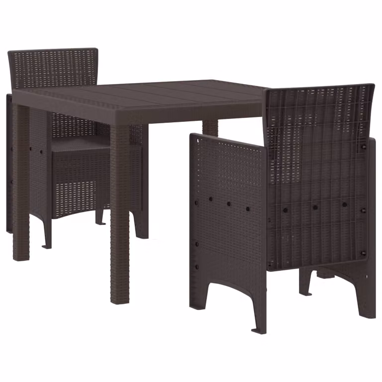 Set da pranzo per giardino e terrazzo vidaXL in rattan marrone 3 pezzi