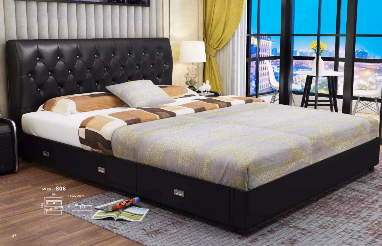 Chesterfield Designer Bett Schlafzimmer Textil Leder Polster Italienische Möbel
