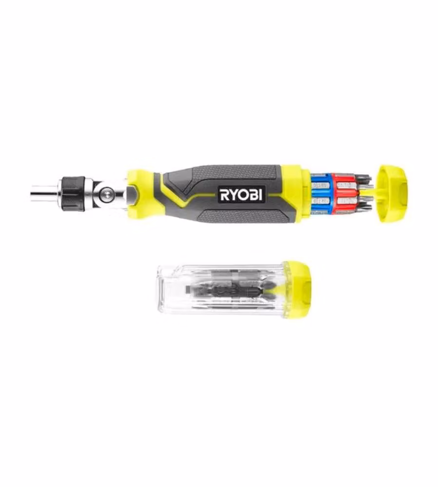 Ryobi Giravite a Cricchetto Porta Inserti - Regolabile a 180° - 35 pz