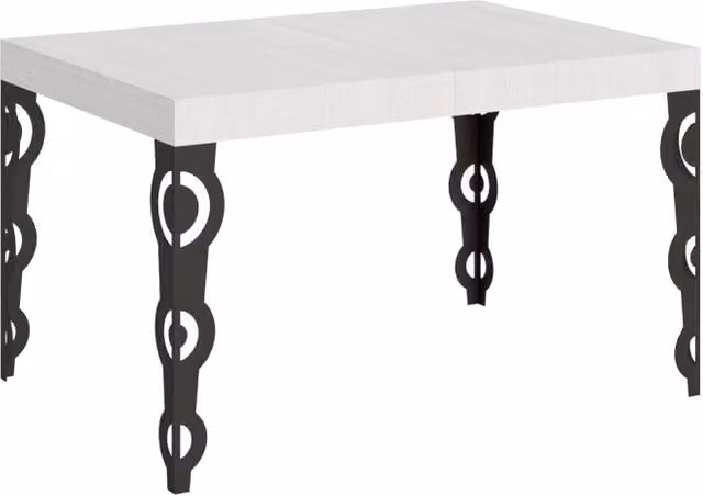 Tavolo allungabile Karamay moderno in bianco frassino con telaio antracite L/P/H: 120-224 x 90 x 77 cm – 1