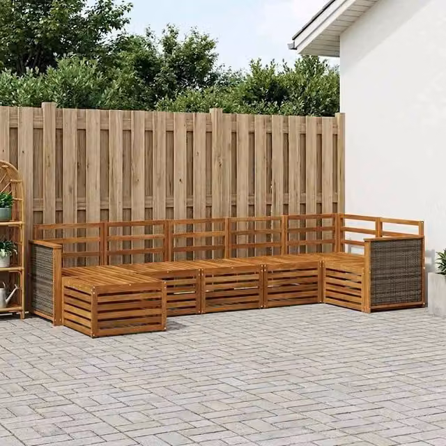 Set di divani da esterno 6 pz Naturale Legno di Acacia Massello 3384615