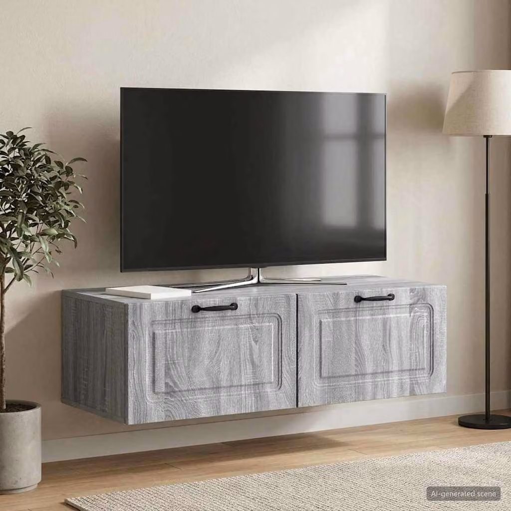 vidaXL Mobile Porta TV da Muro Moderno Grigio L: 98 cm, P: 41 cm, H: 30 cm