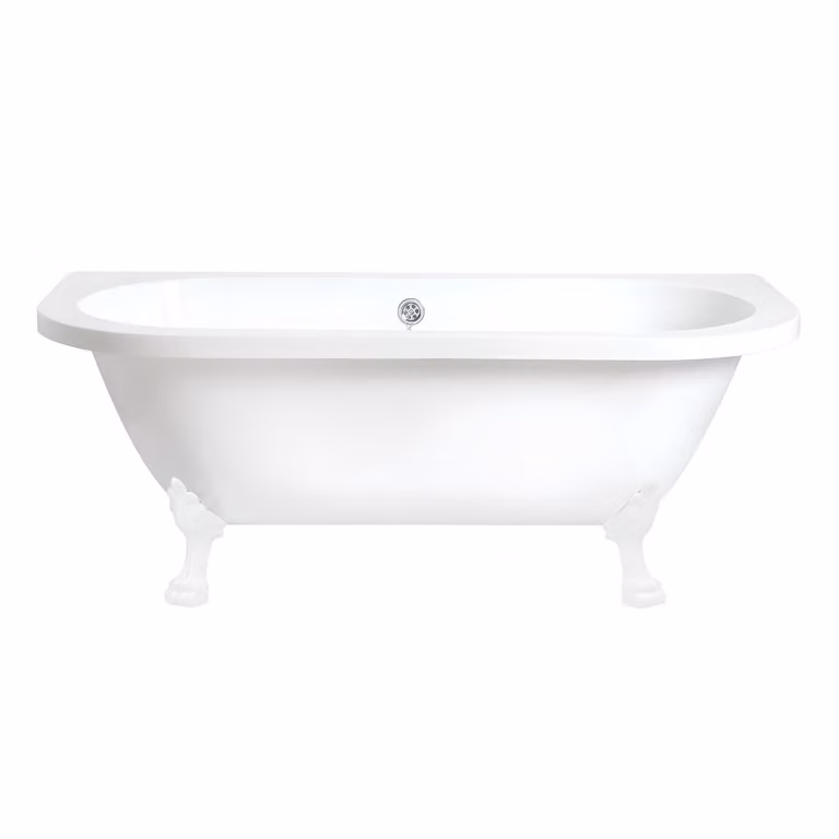 Vasca da Bagno Tradizionale Freestanding Bianca a Parete - 1685x780mm con Piedini a Zampa di Leone Bianchi - Richmond