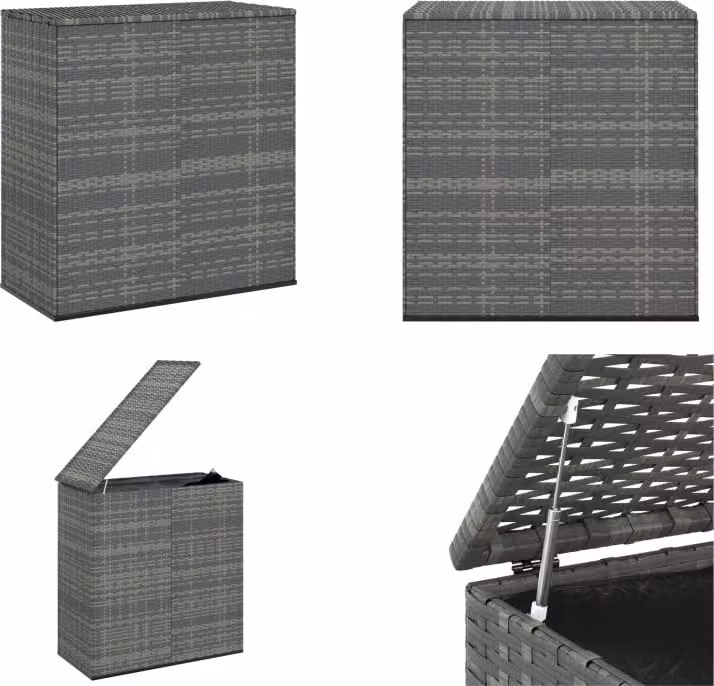 vidaXL Scatola per cuscini da giardino in PE rattan 100x49x103,5 cm Grigio - Scatola per cuscini - Scatola per cuscini - Scatola da giardino - Scatola per cuscini in PE rattan