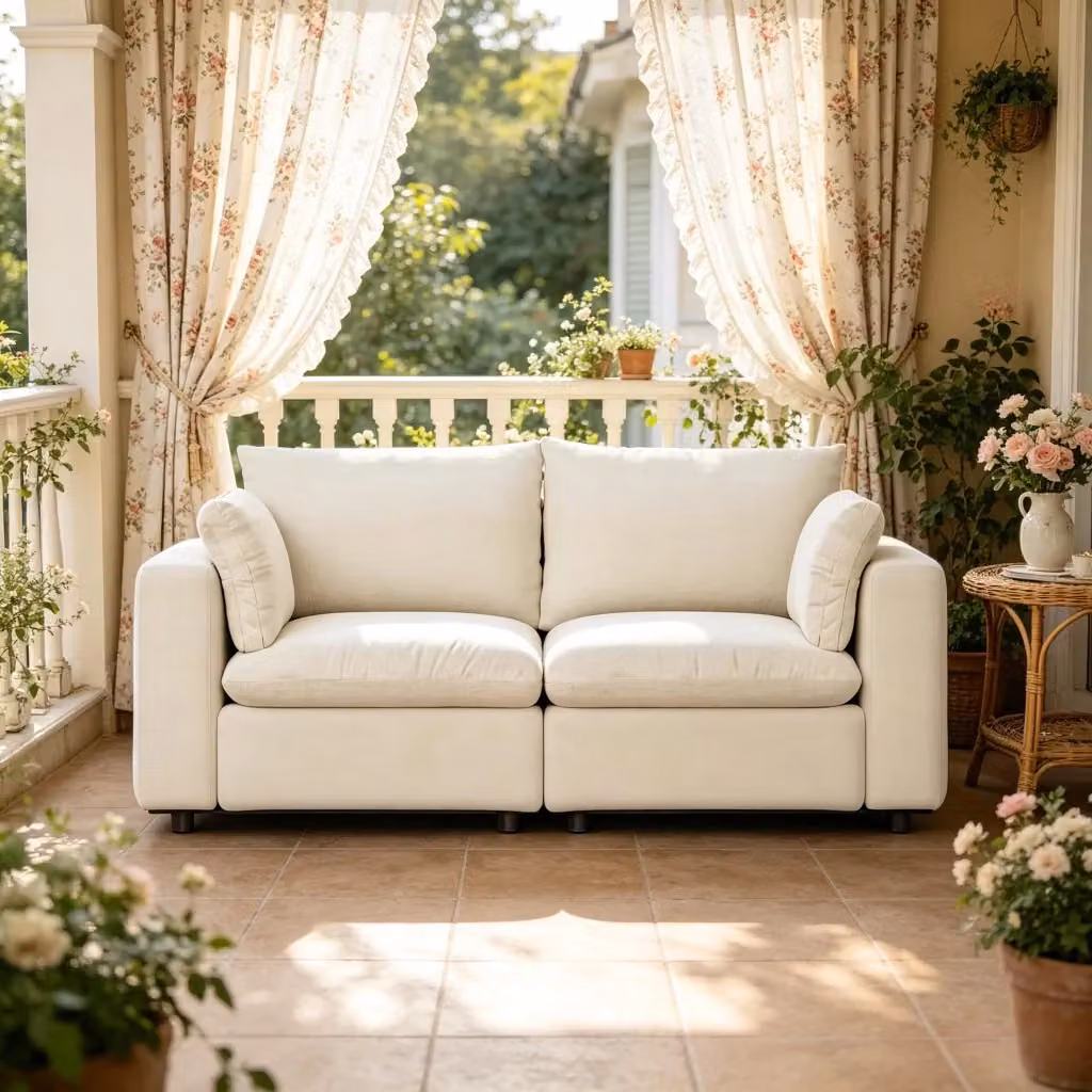 Divano modulare a L OKWISH in ciniglia bianca con rivestimento sfoderabile e lavabile, L/P/H: 180 x 91 x 83 cm – 2