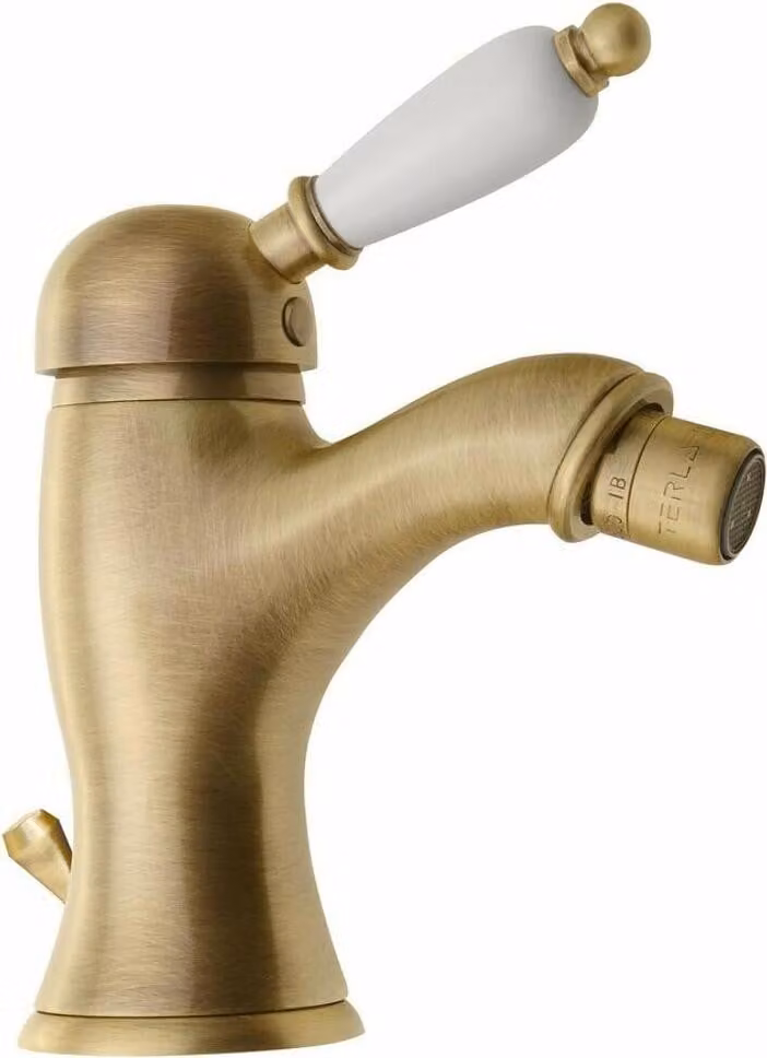 Sapho Kirké - Miscelatore per bidet a parete con bocca di erogazione, leva bianca, bronzo KI03BB