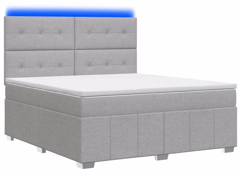 Letto boxspring LED con materasso Grigio chiaro 160 x 200 cm Tessuto