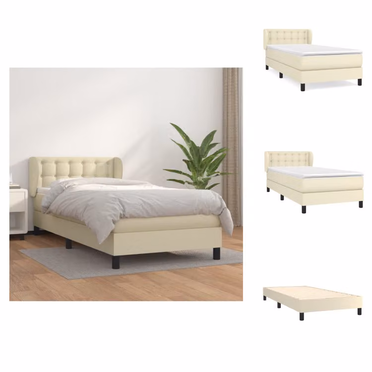 vidaXL Letto a molle con materasso crema 90x200 cm in Pelle finta - Letti & strutture letto