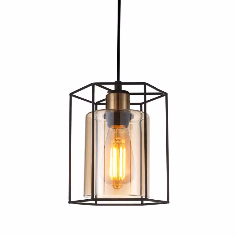 Italux Kalula lampada a sospensione industriale nera PND-78901-1-BK+AMB