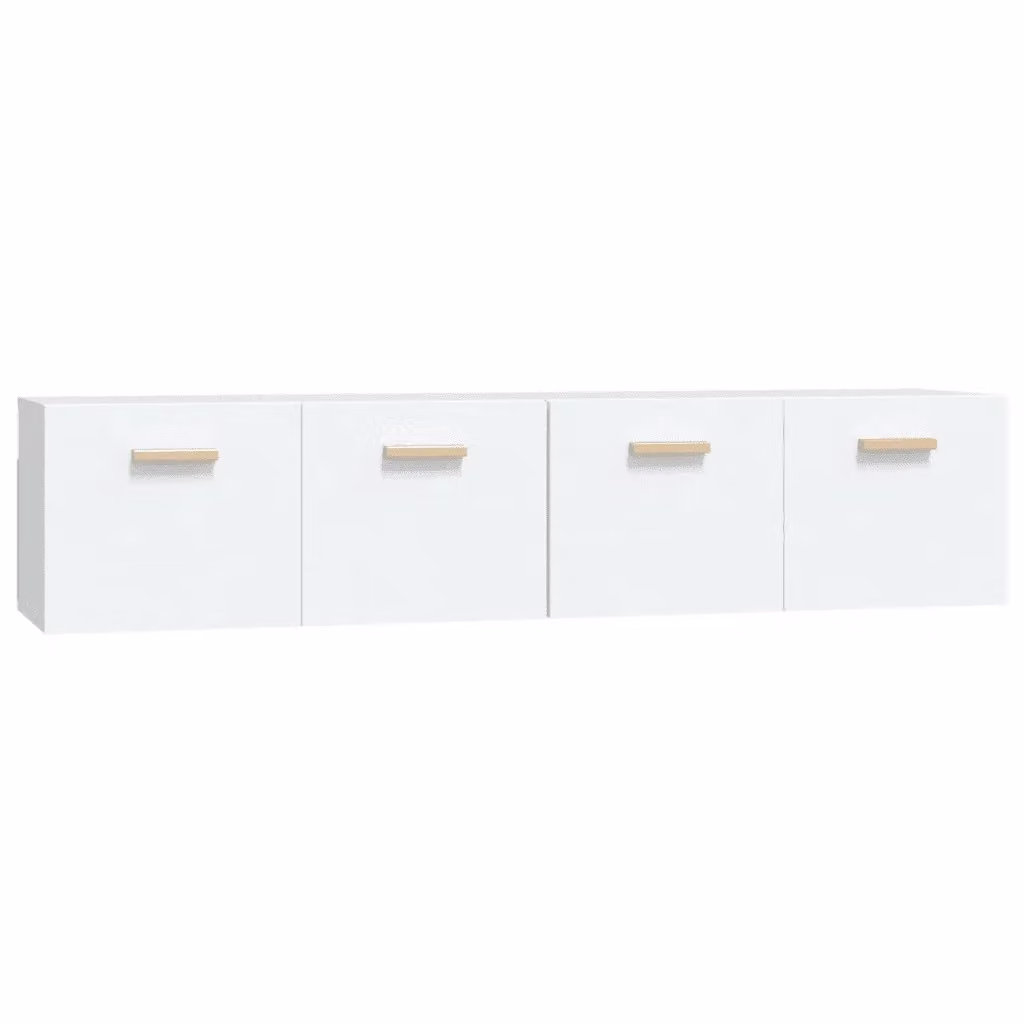 Set di 2 mobili da parete vidaXL bianchi in legno MDF con ante a battente L 80 cm x P 35 cm x H 36,5 cm – 2