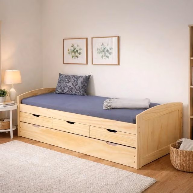 Letto Singolo Contenitore DMORA Tavullia in Legno Rovere Marrone 90x200 cm – 1