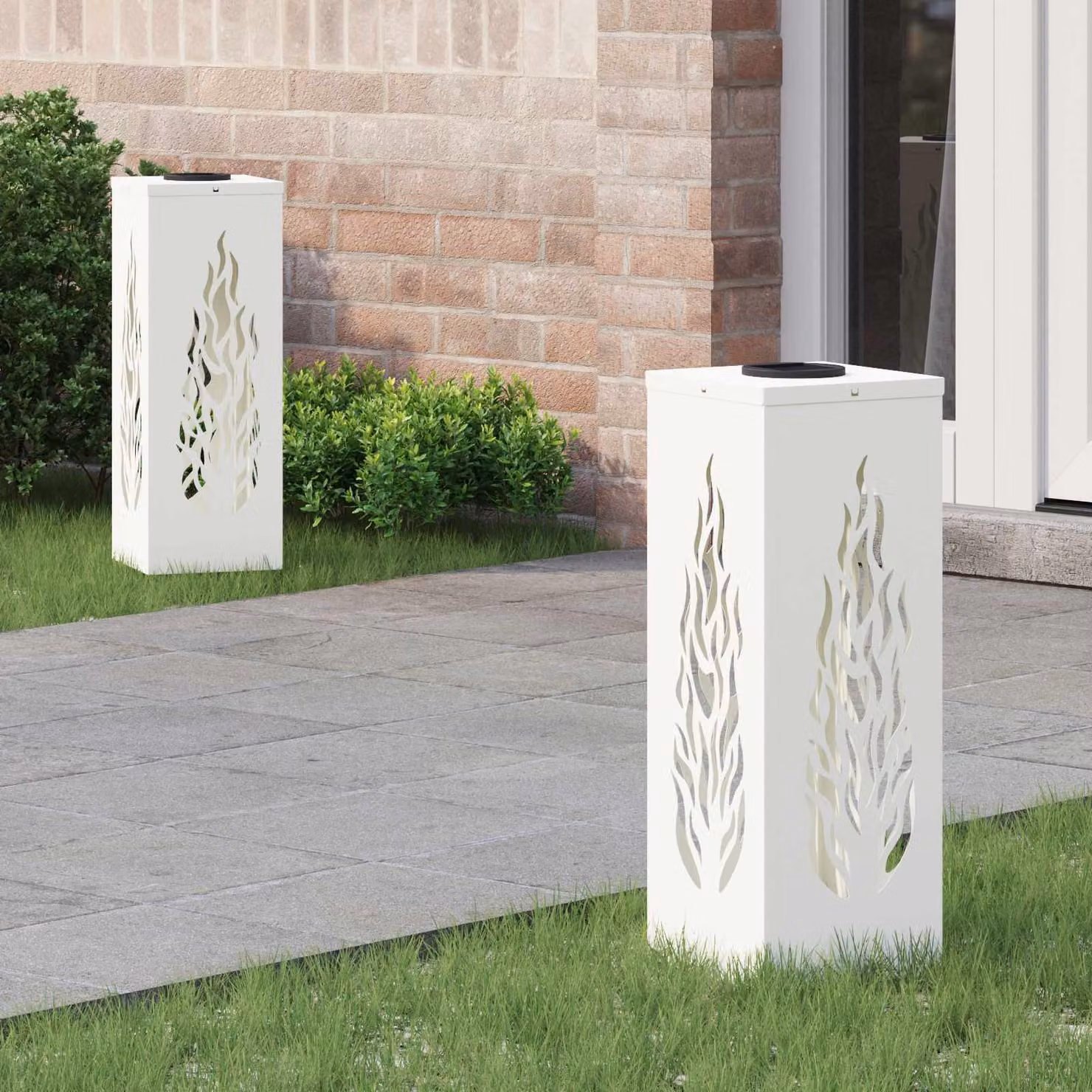 Set di 2 faretti LED solari vidaXL per sentieri e giardino, luce bianco caldo, H x L x P: 50 x 18 x 18 cm