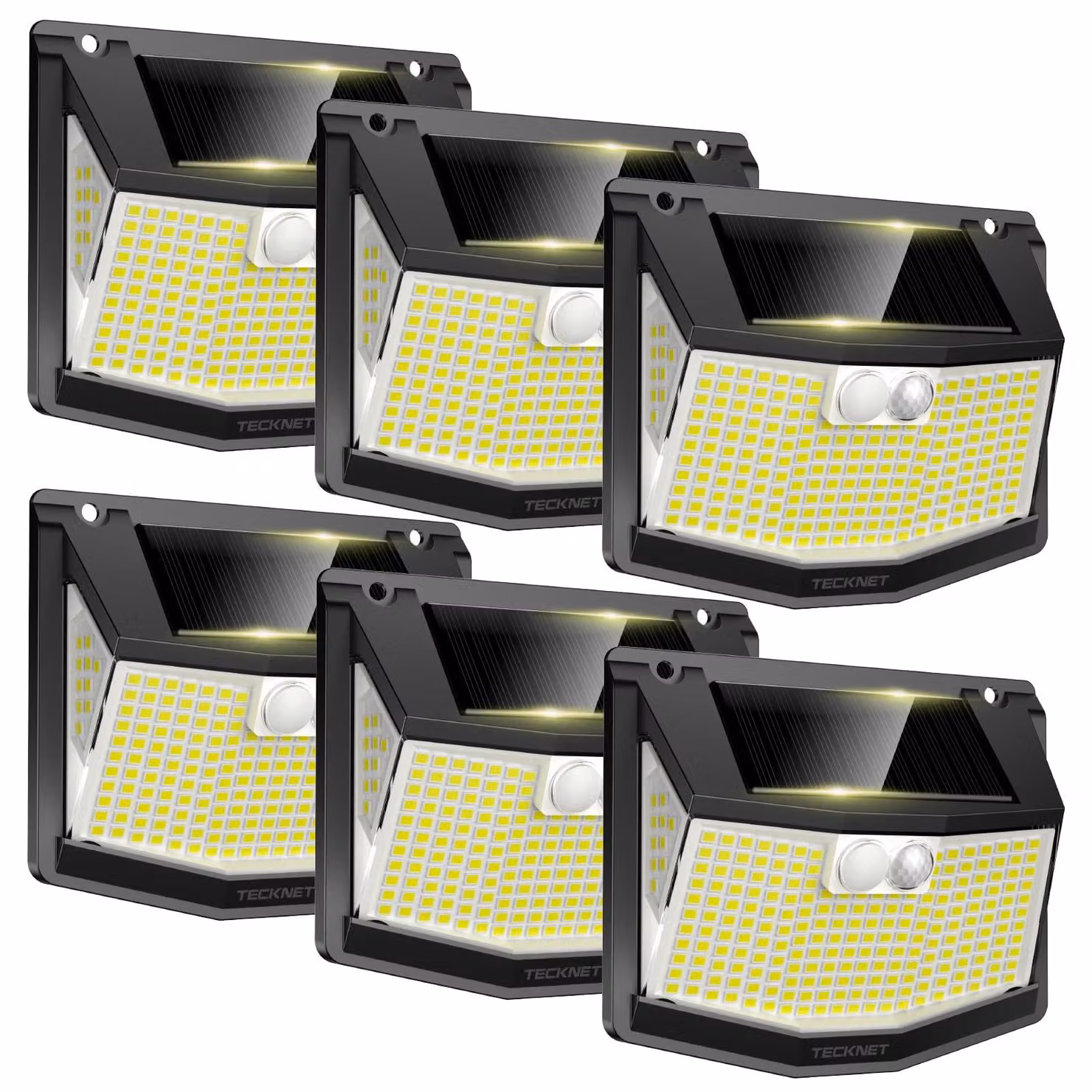 Lampada da esterno a LED solare, 248 LED, 300°, sensore di movimento, grado di protezione IP66, confezione da 6