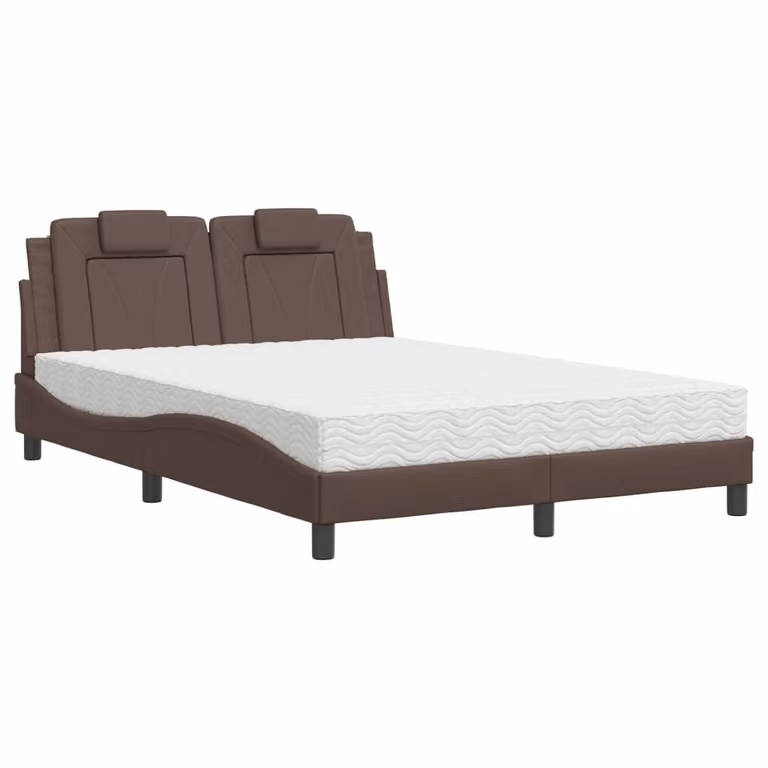 Maison Exclusive - Letto "Viana" con materasso marrone 140x190 cm in ecopelle