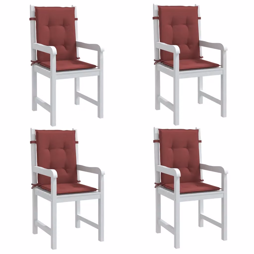 Set di 4 cuscini per sedia con schienale basso vidaXL in tessuto rosso vino mélange, antiscivolo e resistente ai raggi UV