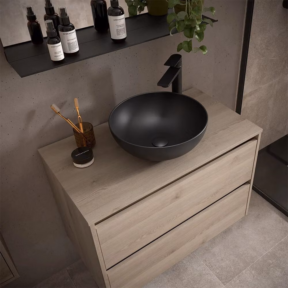 Mobile bagno sospeso Inbagno rovere bali con top per lavabo da appoggio Gaya marrone – 2