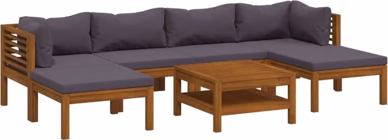 Set Divani da Giardino 7 pz con Cuscini in Massello di Acacia