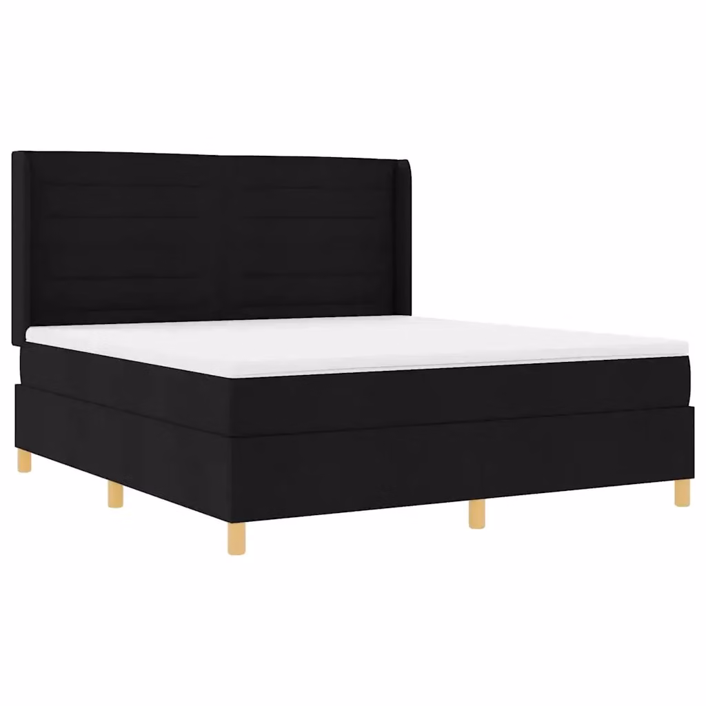 Letto a molle moderno vidaXL con strisce LED e porta di ricarica USB, rivestimento in tessuto nero, L 180 x P 200 cm – 2