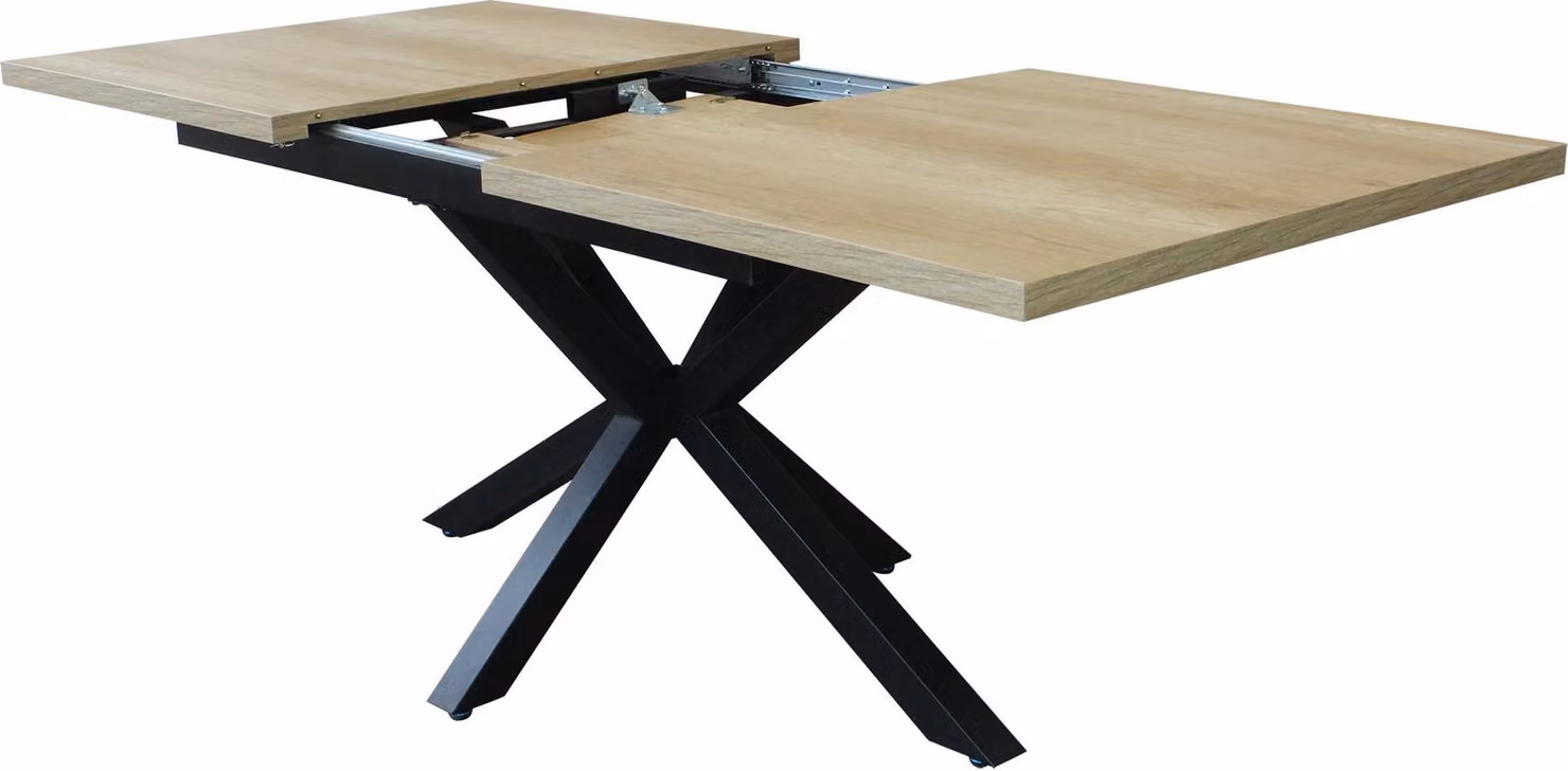 Milani Home - tavolo da pranzo allungabile 160 cm, marrone e nero, piano melaminico e base metallica, 90 x 160 x 75 cm