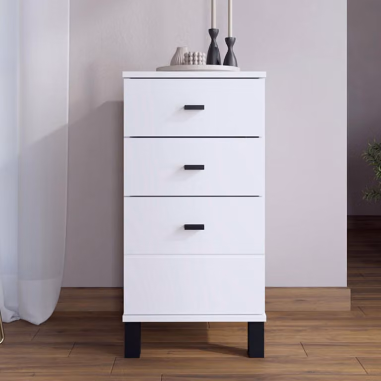 Vilcab - Cassettiera, 39x35x78h cm Bianco, 3 Cassetti