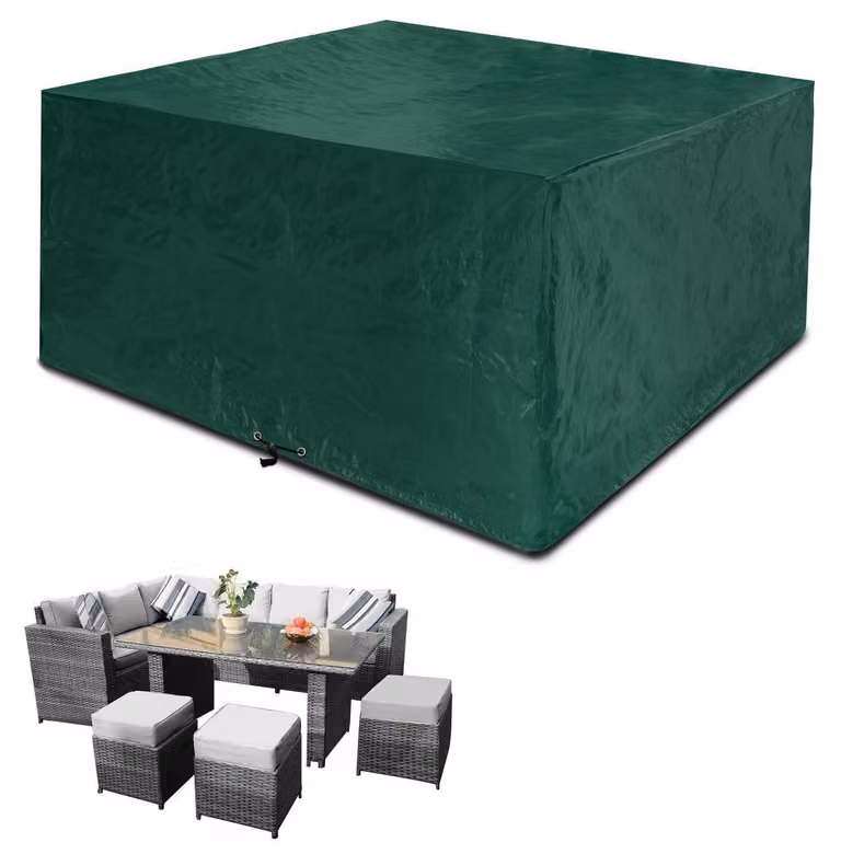 Copertura per mobili da giardino, forma rettangolare, dimensioni 250x250x90 cm, colore verde, impermeabile, protezione anti-UV
