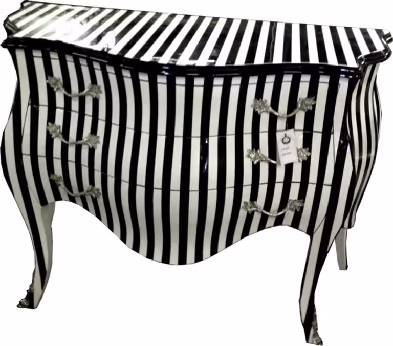 Casa Padrino Cassettone barocco a righe bianco/nero 120cm Mod - Mobili in stile antico