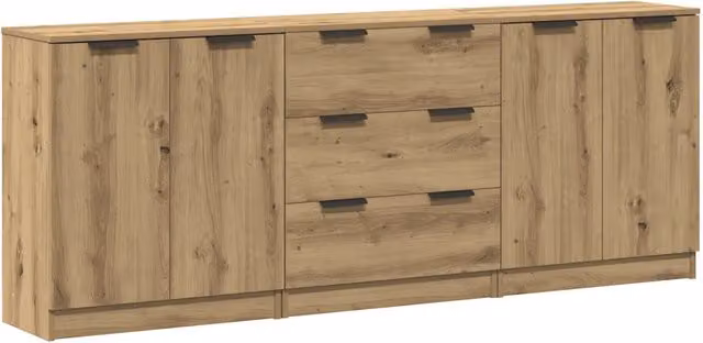 Credenze 3 pz | Madia | Buffet da pranzo | Armadio da pranzo Rovere Artigianale 60x30x70 cm Legno Multistrato