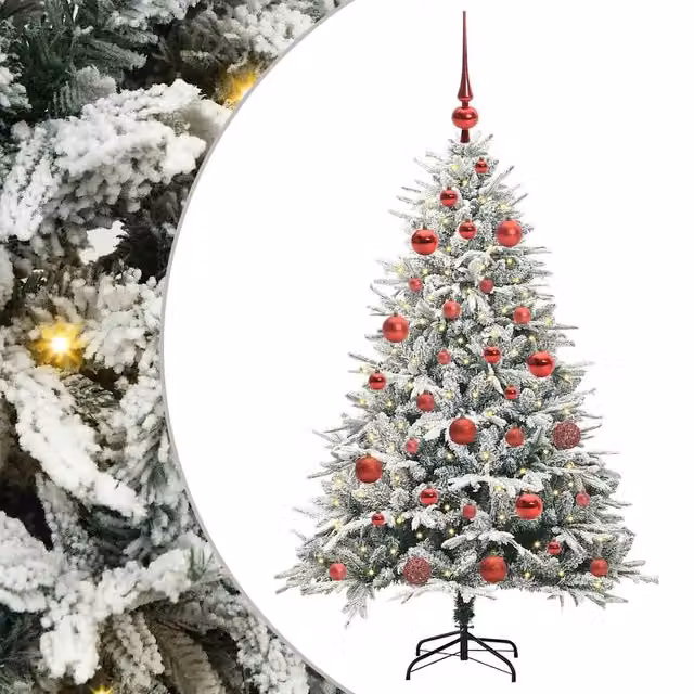 Albero di Natale artificiale verde con illuminazione LED bianco caldo e design moderno da interno ed esterno – 1