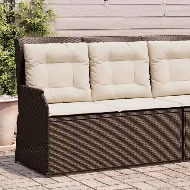Panca Reclinabile da Giardino Outsunny in Polyrattan Marrone con Cuscini