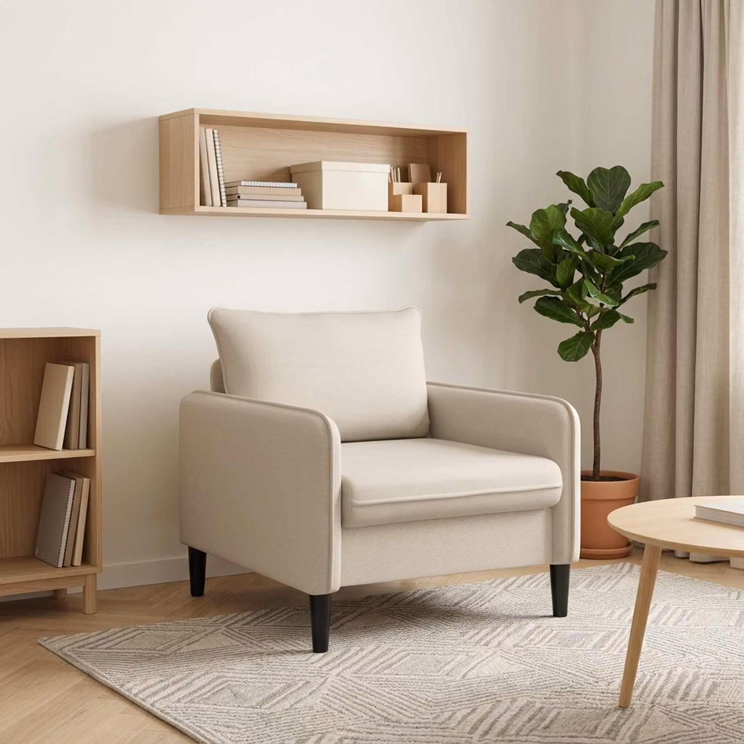 Poltrona XL vidaXL in velluto beige con braccioli per soggiorno e camera da letto