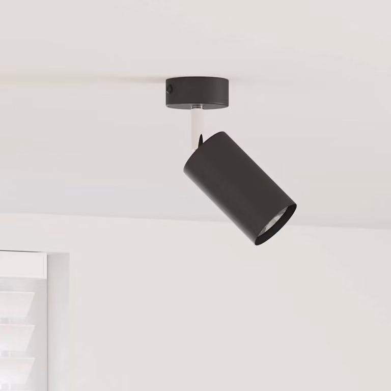 Faretto da soffitto regolabile vidaXL in metallo nero L: 6 cm, P: 6 cm, H: 16 cm