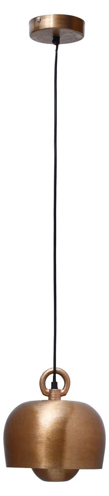Lampada a sospensione Padiro, dimensioni 20,5 x 20,5 x 22,5 cm, finitura color rame, realizzata in ferro, con un diffusore in metallo compatto