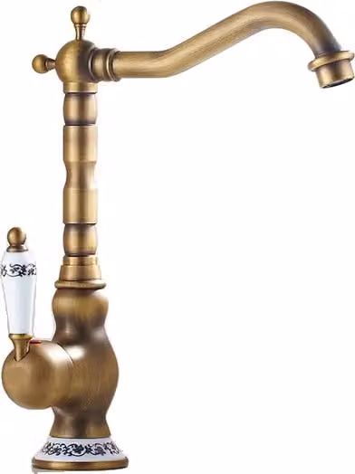 Rubinetto per lavabo, ottone antico, maniglia in Vetroceramica, rubinetto per lavabo B