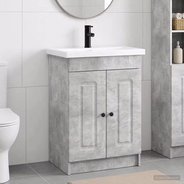 Set di mobili per il bagno Grigio Cemento 56 x 37,5 x 81 cm 3404167