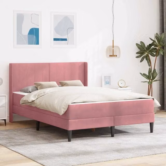 Struttura letto con materasso-Giroletto Rosa 120 x 190 cm Velluto 990009