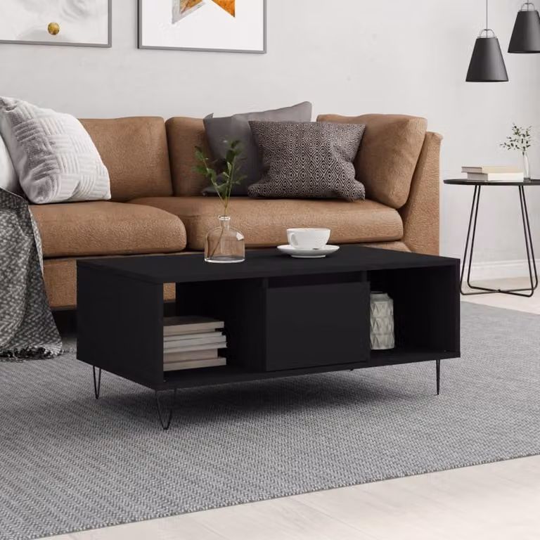 Maison Exclusive - Tavolino nero 90x50x36,5 cm Materiale ligneo