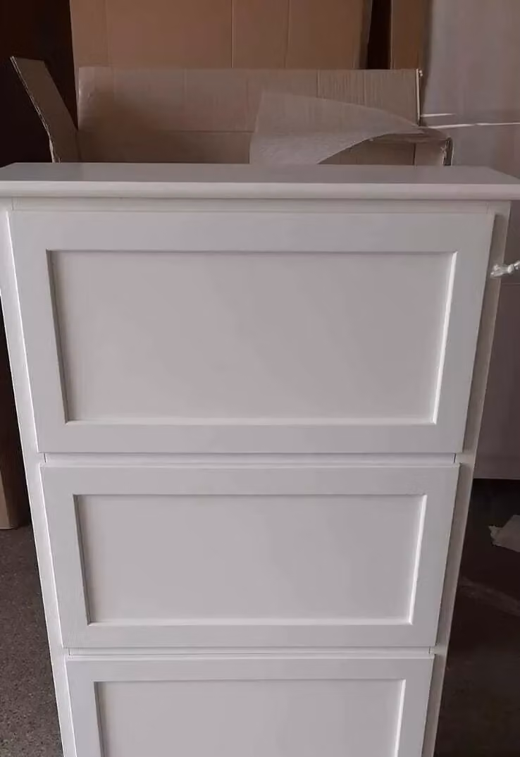 Scarpiera Mobili 2G in legno bianco con 4 ante ribalta stile arte povera L: 79 cm, P: 30 cm, H: 170 cm – 2