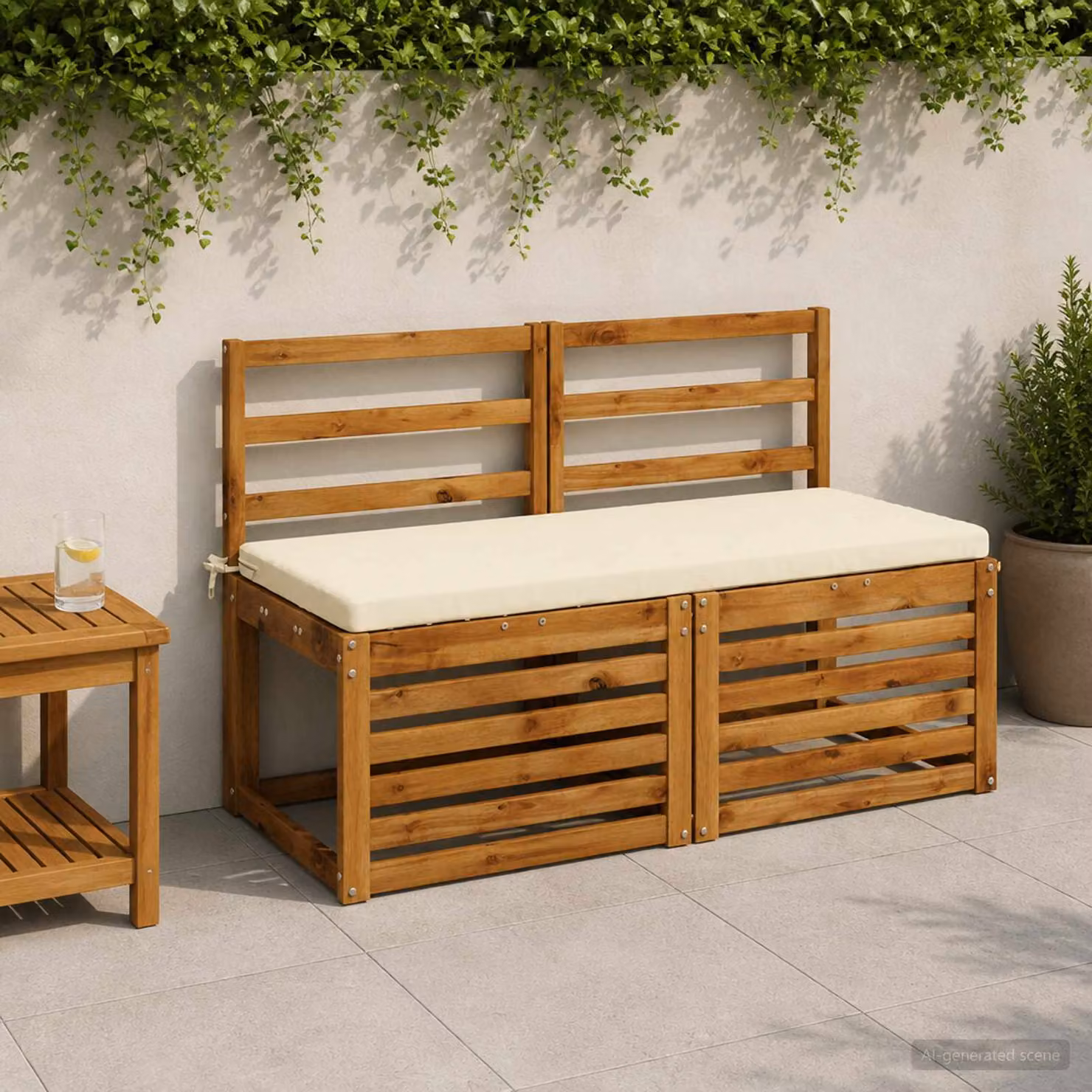 Set di 2 cuscini per panchina vidaXL in poliestere beige con fodera rimovibile e resistente ai raggi UV