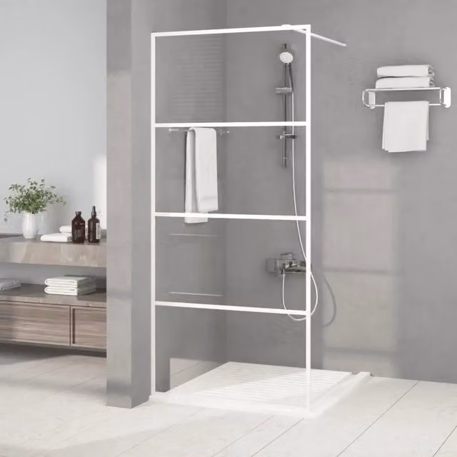 Parete Doccia Walk in vidaXL Bianca con Vetro Trasparente L: 90 cm, H: 195 cm – 1