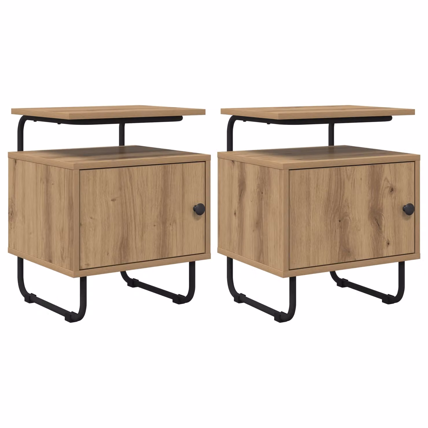 Set di 2 Armadi da Notte vidaXL in Legno e Metallo, Colore Marrone