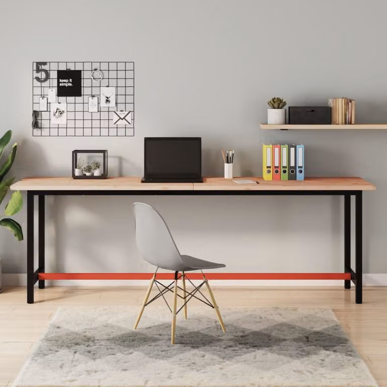 Piano per scrivania vidaXL in legno massello di faggio marrone L 220 cm x P 55 cm x H 2,5 cm