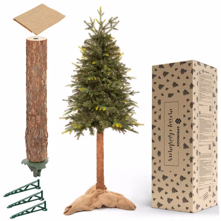 Albero di Natale Springos® 180 cm Abete naturale Deluxe con tronco naturale, rami fitti in PE Albero di Natale come quello vero