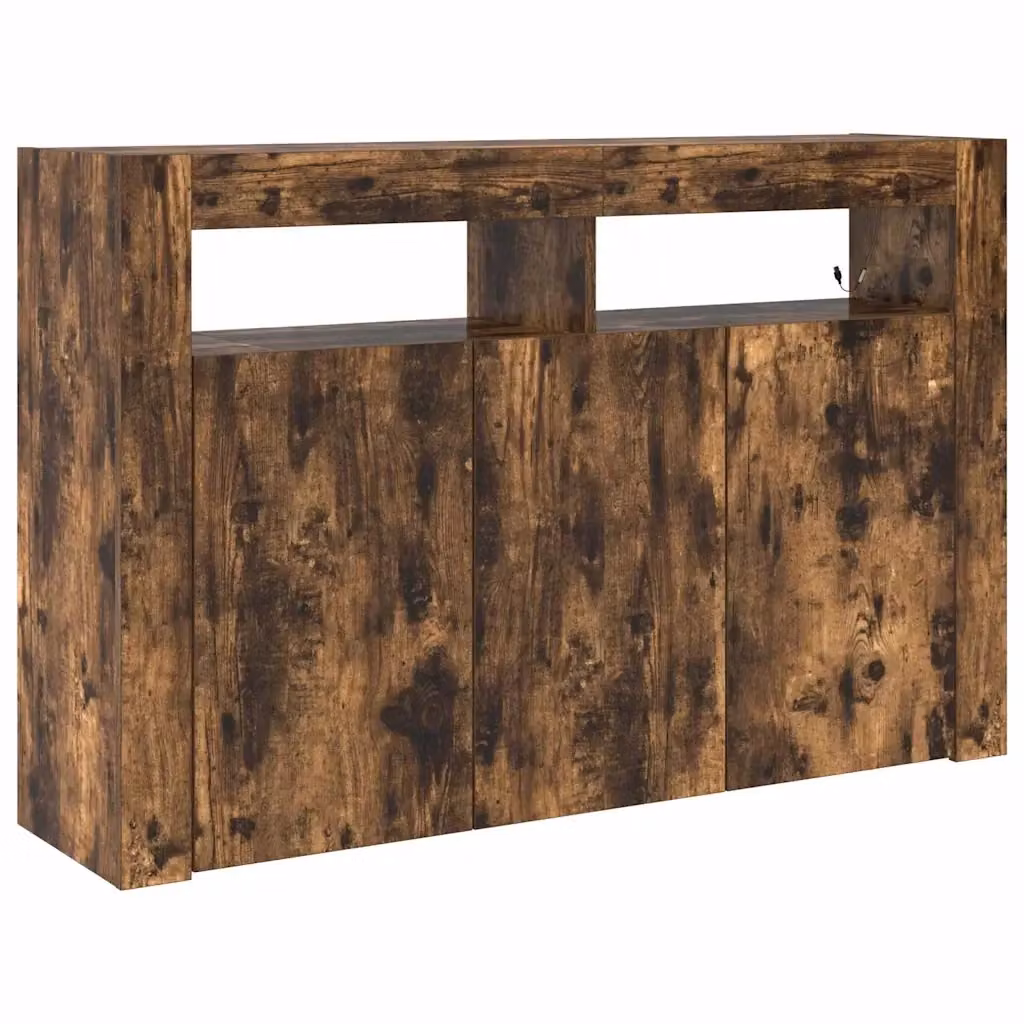 Credenza moderna vidaXL in legno MDF color rovere fumé con illuminazione integrata L/P/H: 116 x 30 x 75 cm – 2