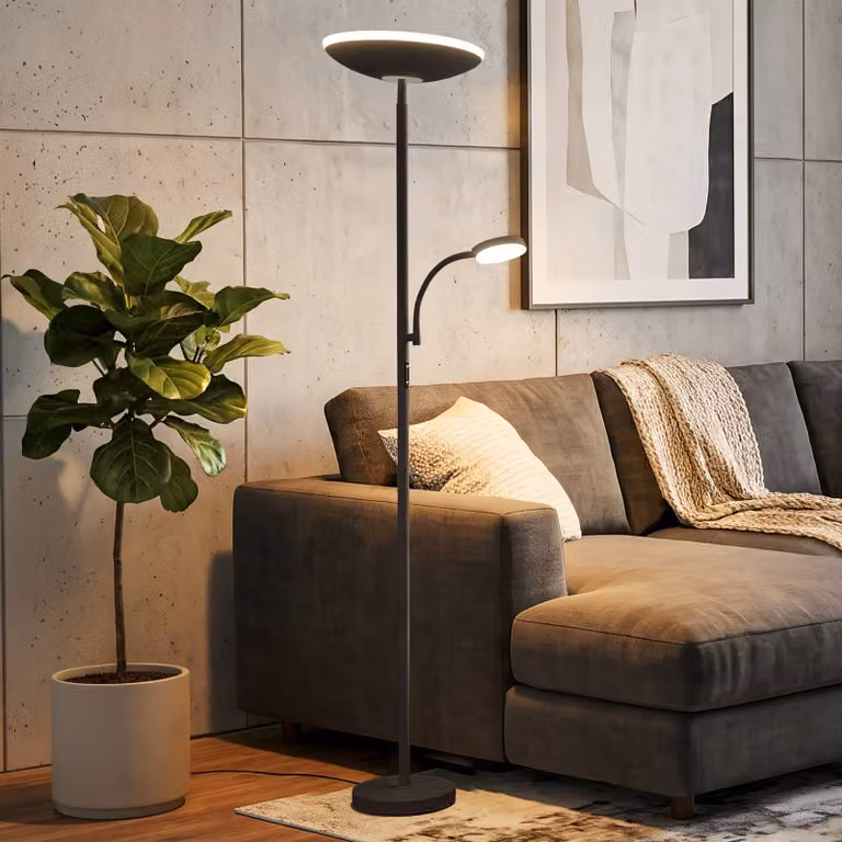 Briloner Lampada da terra Sira, dimmerabile, Nero, Studio / Ufficio, Metallo, Moderno, Lampada da terra