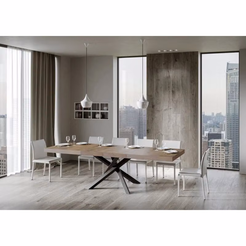 Tavolo allungabile Volantis Premium ITAMOBY con telaio Antracite e piano Noce, L: 200/304 x P: 90 cm – 2