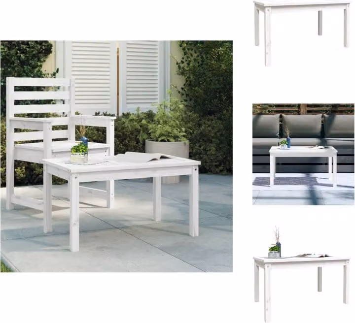 vidaXL Tavolo da giardino bianco 82,5x50,5x45 cm in legno di pino massiccio - Tavoli da giardino
