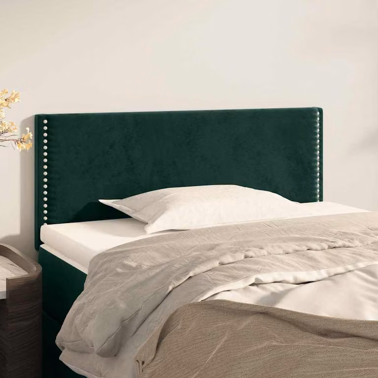 Testiera per letto vidaXL in velluto verde scuro con struttura in legno, L: 100 cm, P: 5 cm, H: 78-88 cm
