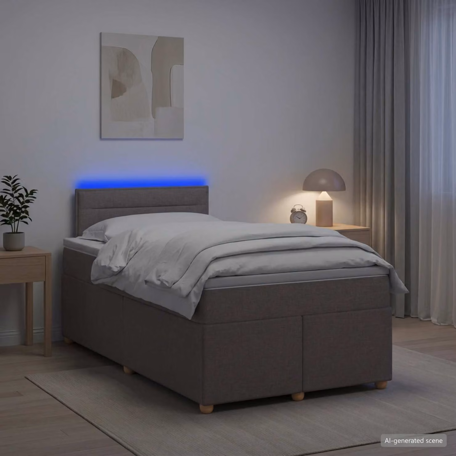 vidaXL Letto box spring con materasso Tortora 120 x 200 cm Tessuto