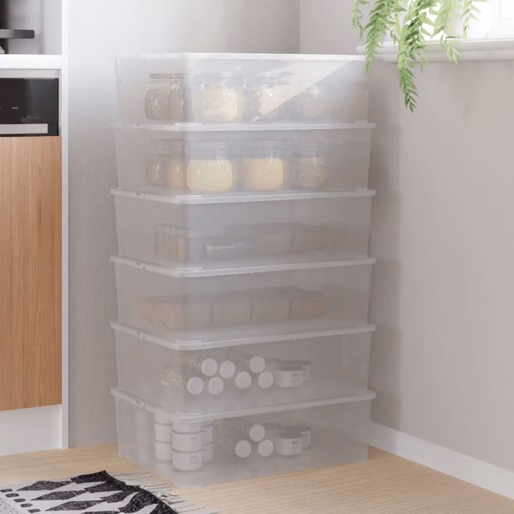 Set di 6 contenitori impilabili con coperchio vidaXL in plastica trasparente da 25 L